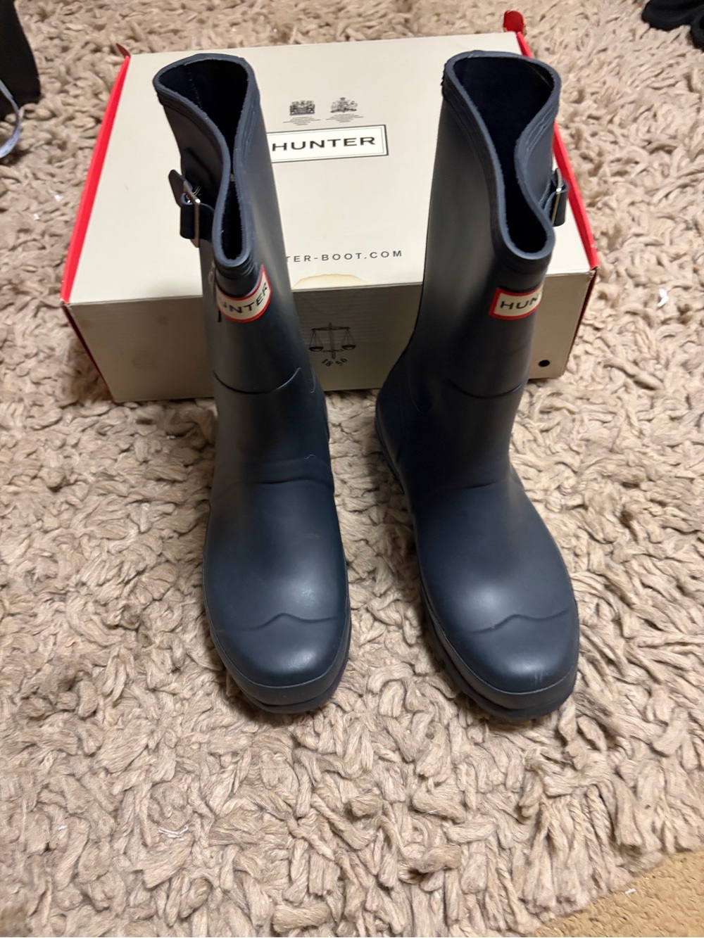 Hunter Men's Navy Original Short Rain Boots nib Sz 8M